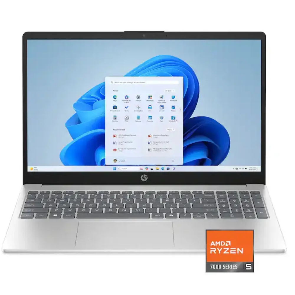 1 HP 15-fc0146DX AMD Ryzen 5 7520U 8GB DDR5 RAM 512GB SSD 15.6" FHD IPS Touch Windows 11 Silver - Image 1
