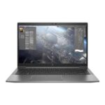 Closed silver HP ZBook Firefly 14 G8 laptop showing the premium stylized Z logo on the lid.