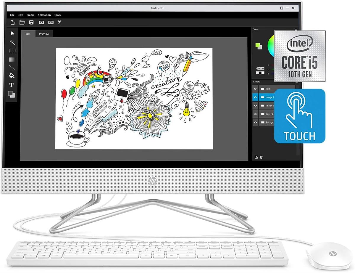 aa HP AIO 24-DF1059 Ci5 1135U 4GB 1TB HDD 24" FHD TOUCH DOS WHITE 1 YEAR - Image 1